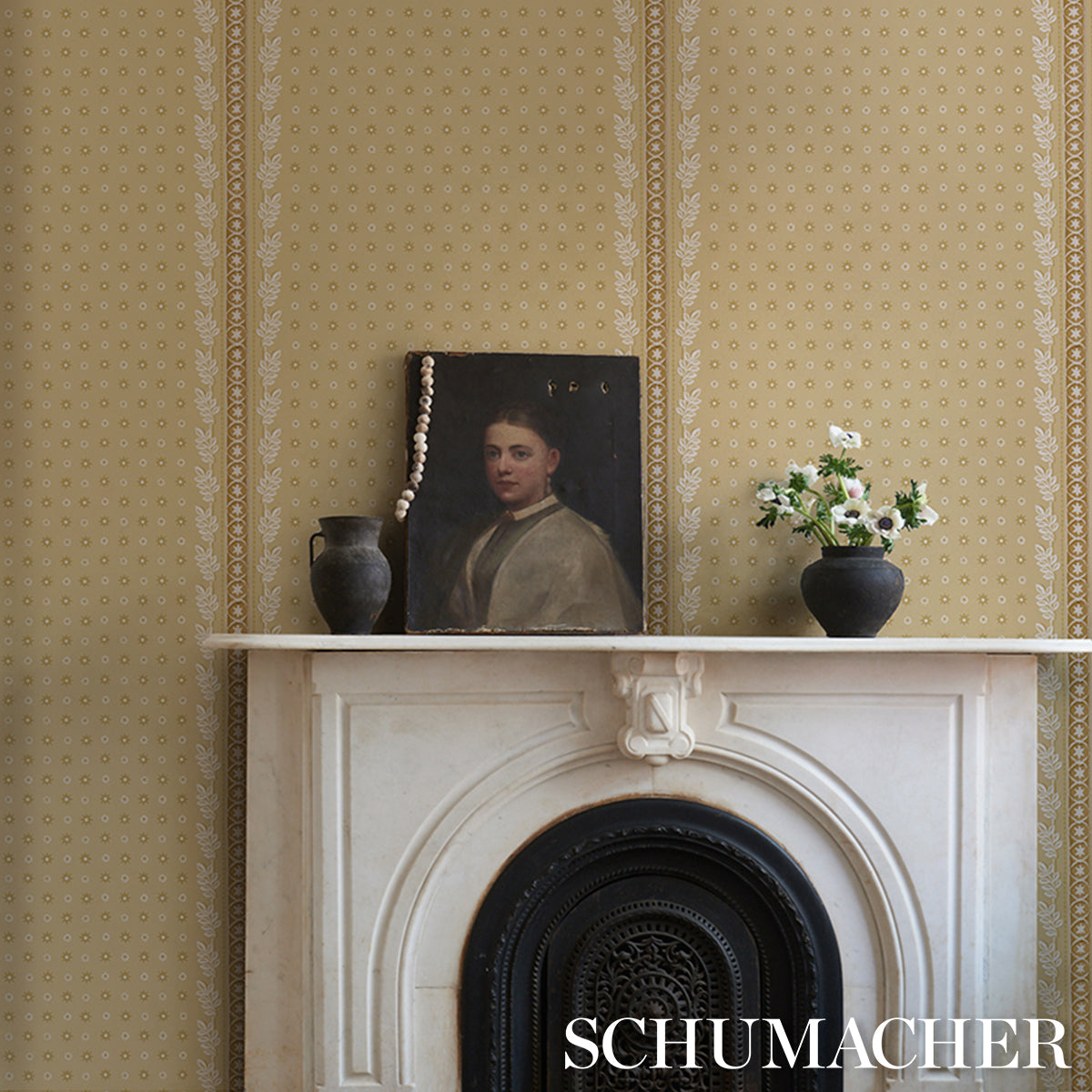 Purchase 5018421 | Astor, Yellow - Schumacher Wallpaper