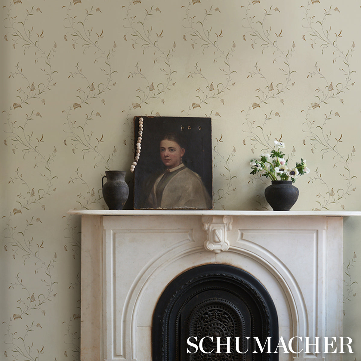Purchase 5018431 | Winding Wheat, Green - Schumacher Wallpaper