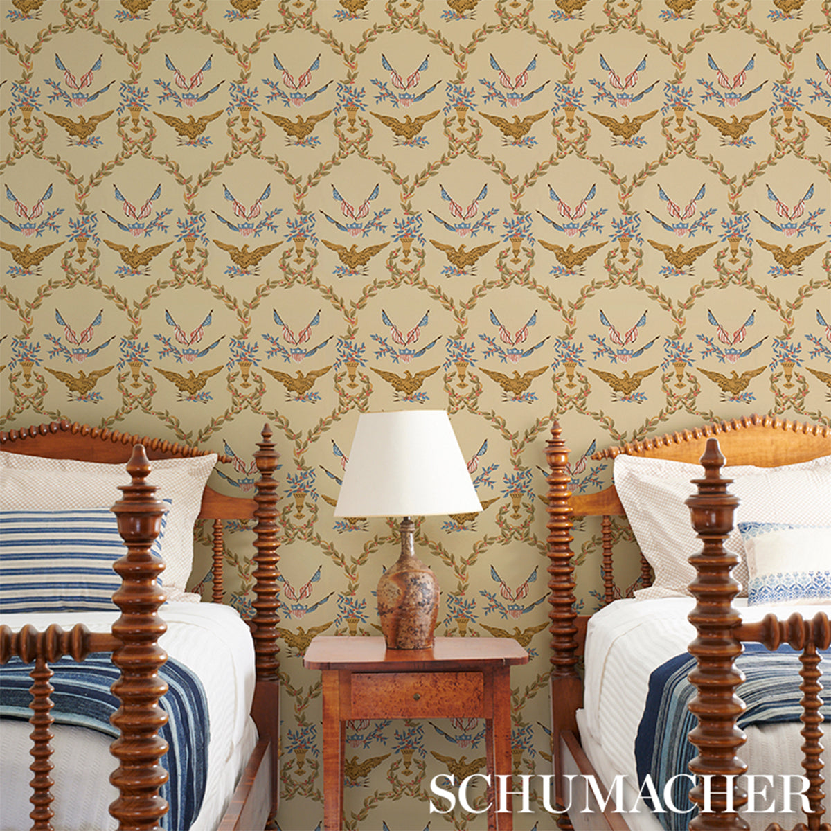 Purchase 5018442 | Liberty'S Laurels, Green - Schumacher Wallpaper