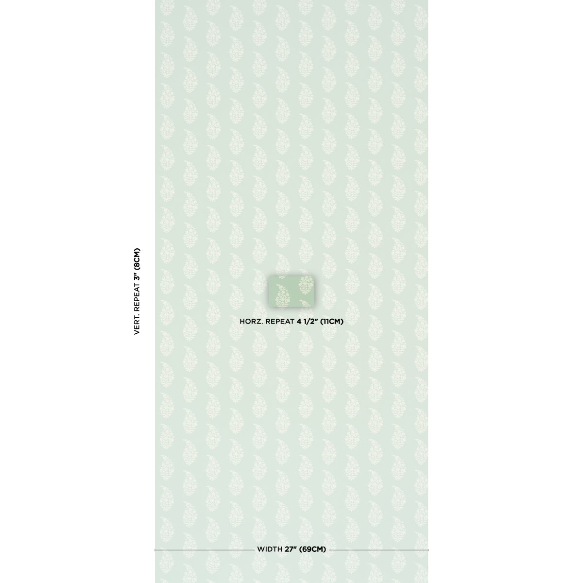 Purchase 5018491 | Kaia Paisley, Celadon - Schumacher Wallpaper