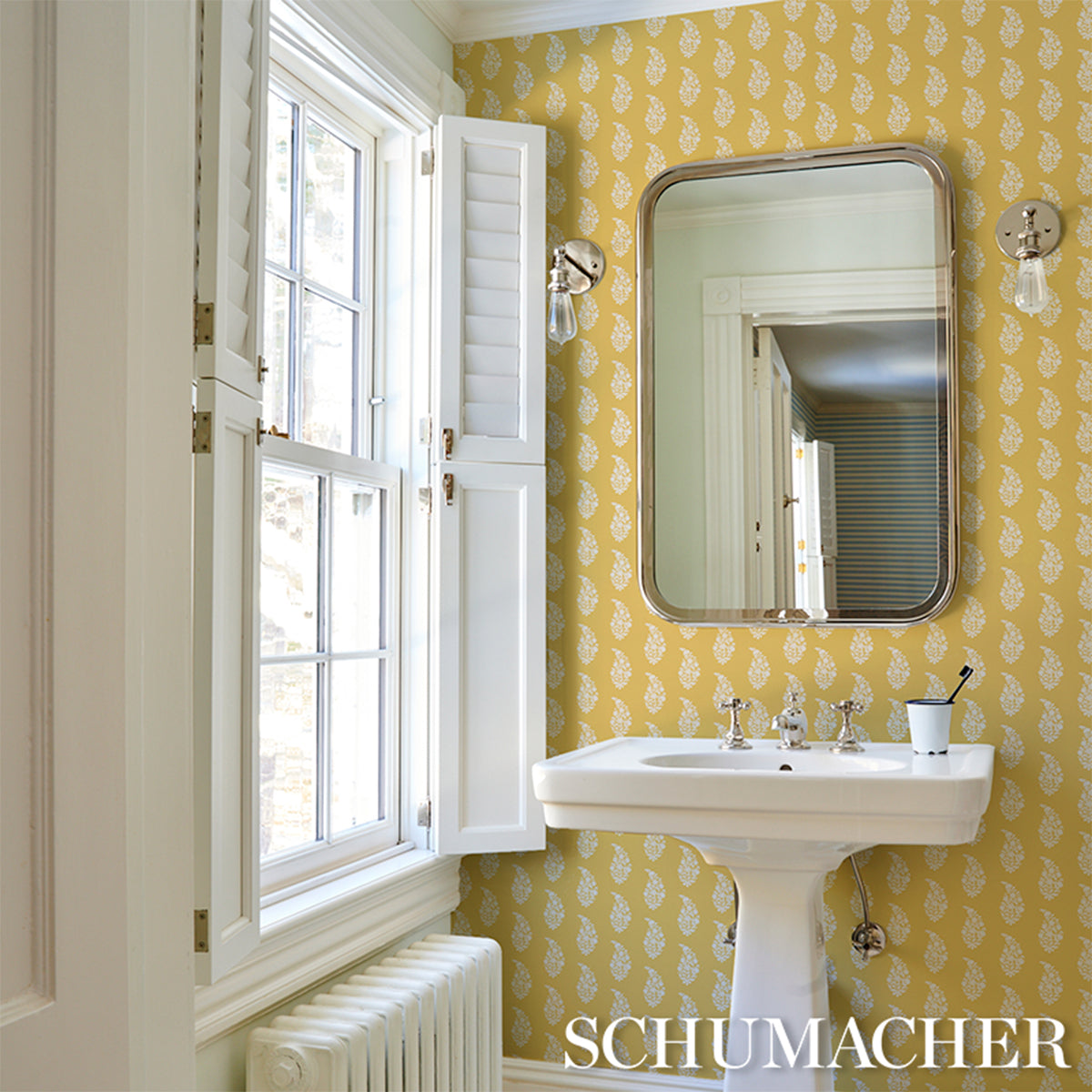 Purchase 5018492 | Kaia Paisley, Yellow - Schumacher Wallpaper