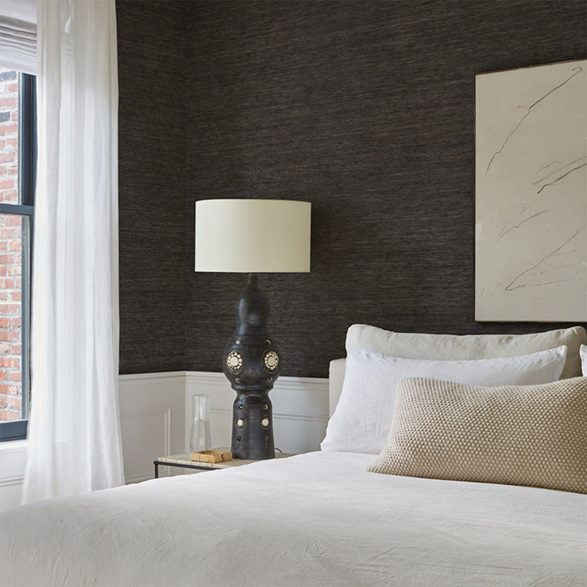 Purchase 5018519 | Han Arrowroot, Charcoal - Schumacher Wallpaper