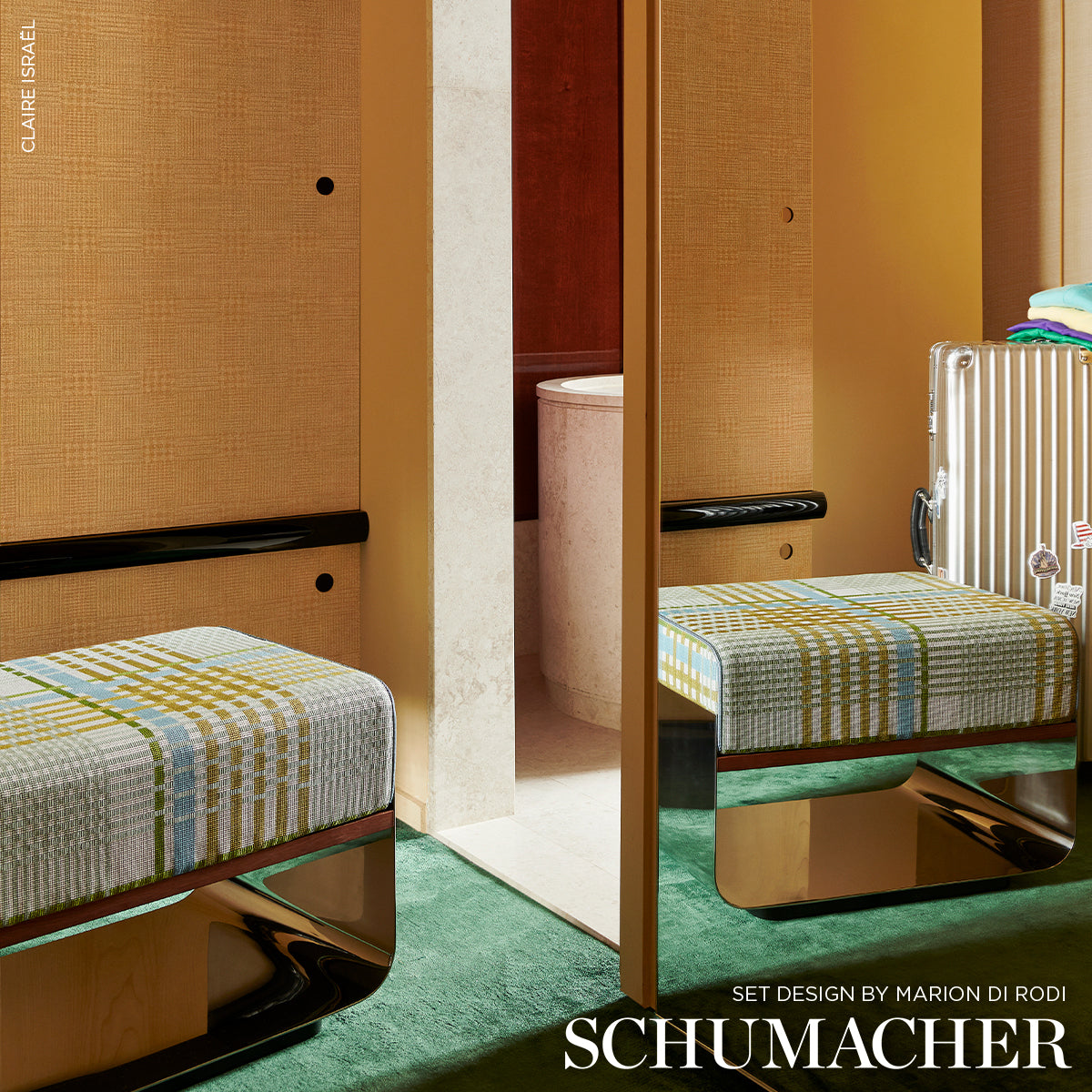 Purchase 5018580 | Fuzzy Plaid, Antique Gold - Schumacher Wallpaper