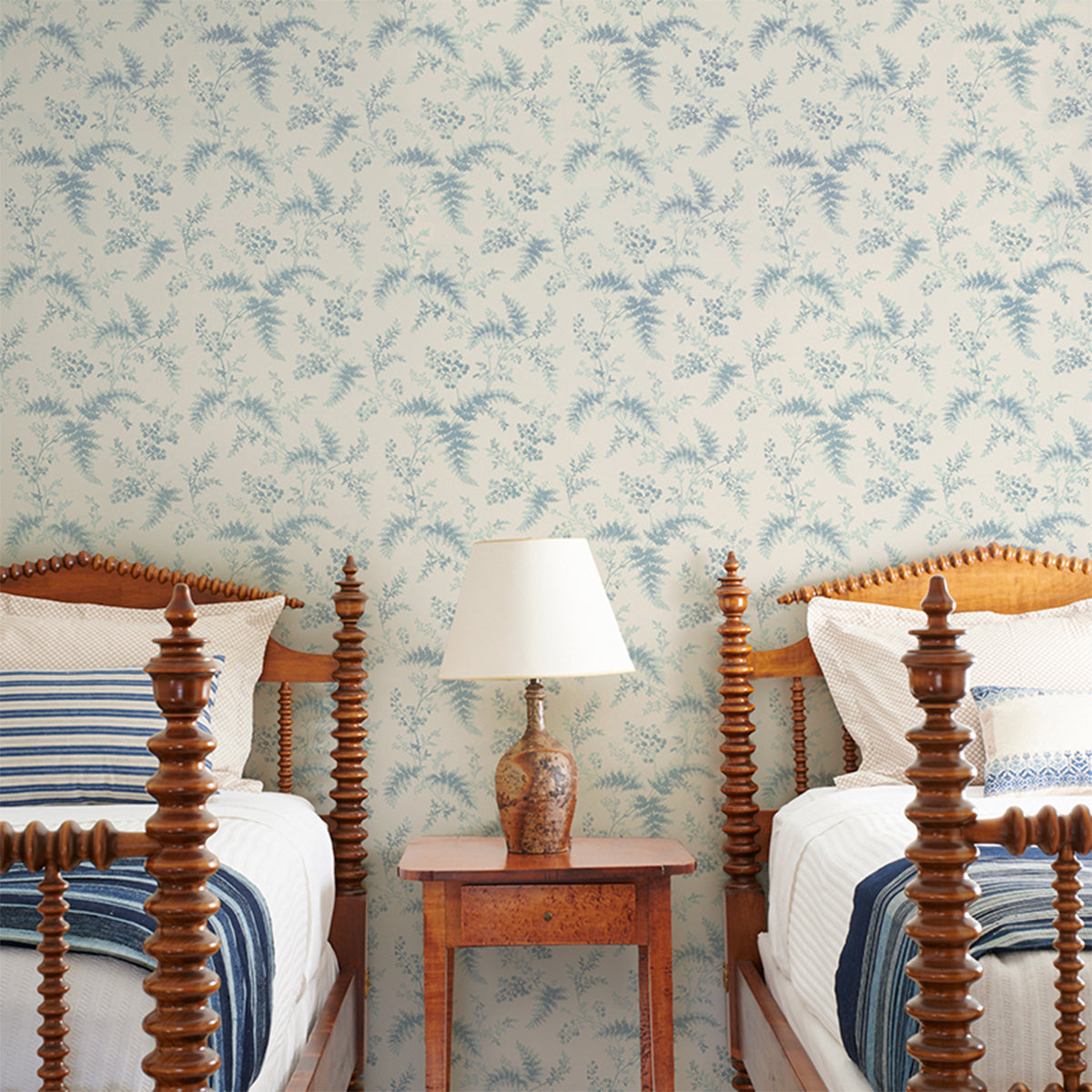 Purchase 5018622 | Maidenhair, Blue - Schumacher Wallpaper