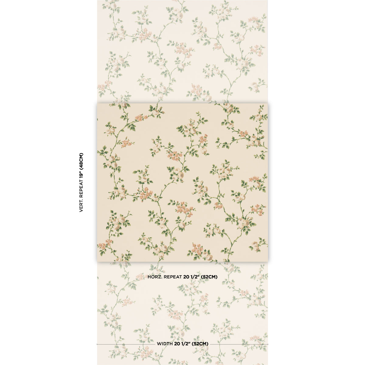 Purchase 5018651 | A Rose Is A Rose Is A Rose, Stone - Schumacher Wallpaper