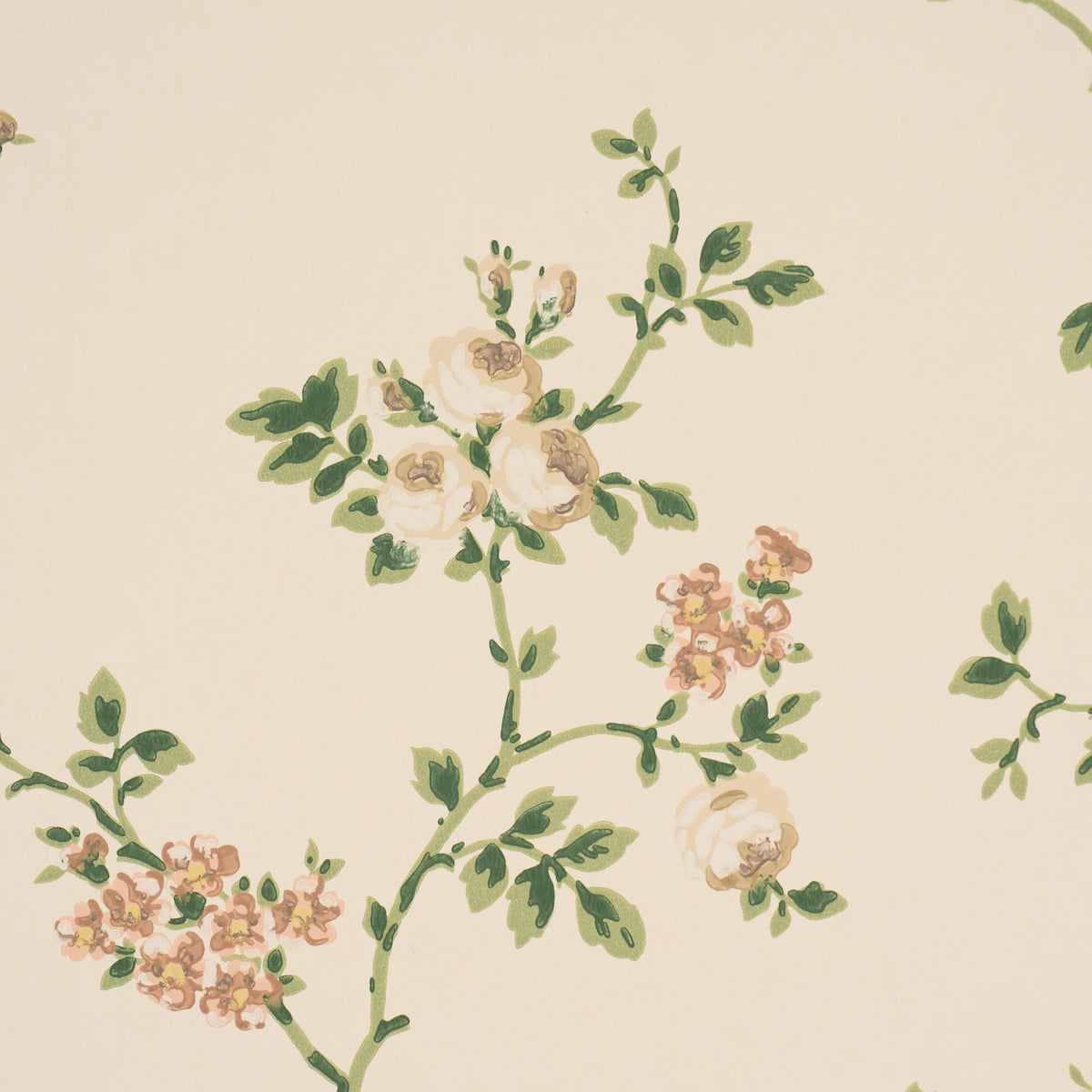 Purchase 5018651 | A Rose Is A Rose Is A Rose, Stone - Schumacher Wallpaper