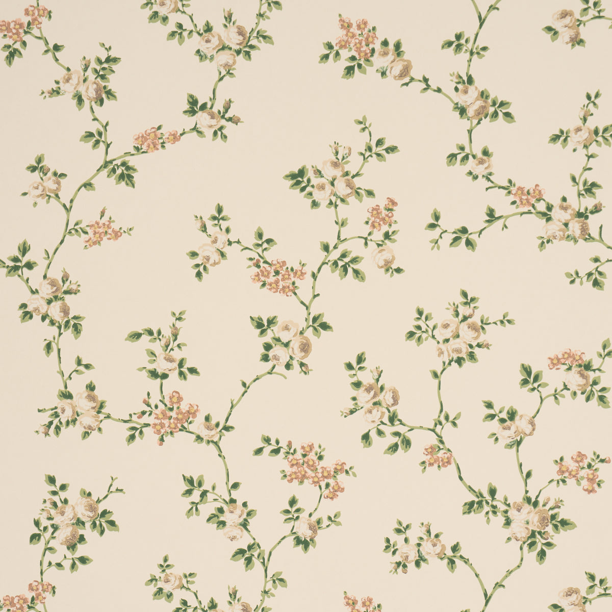 Purchase 5018651 | A Rose Is A Rose Is A Rose, Stone - Schumacher Wallpaper