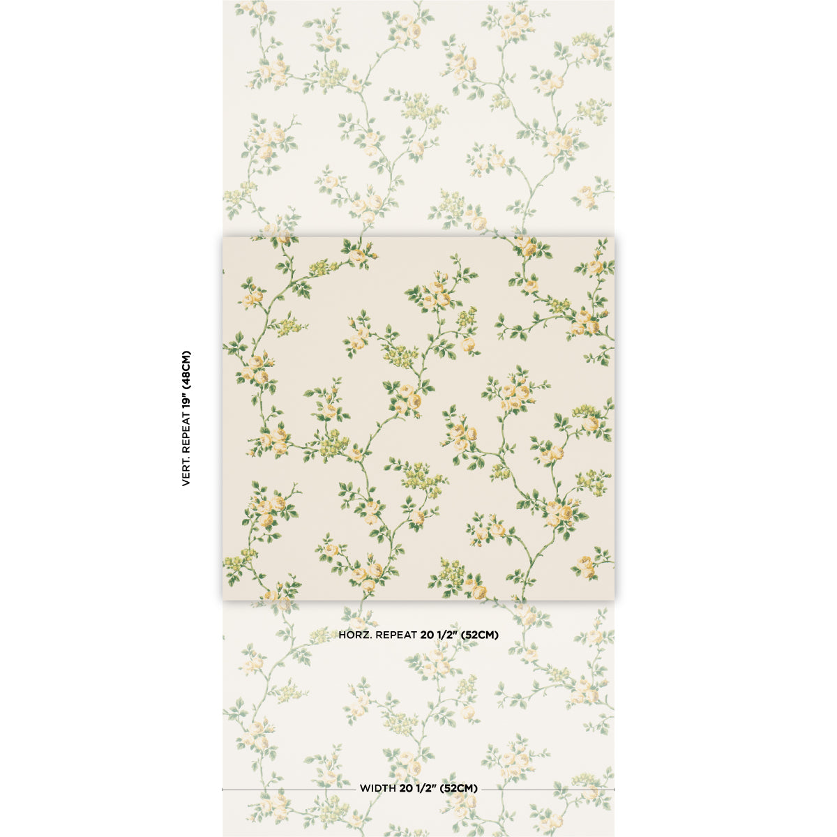 Purchase 5018652 | A Rose Is A Rose Is A Rose, Citron - Schumacher Wallpaper