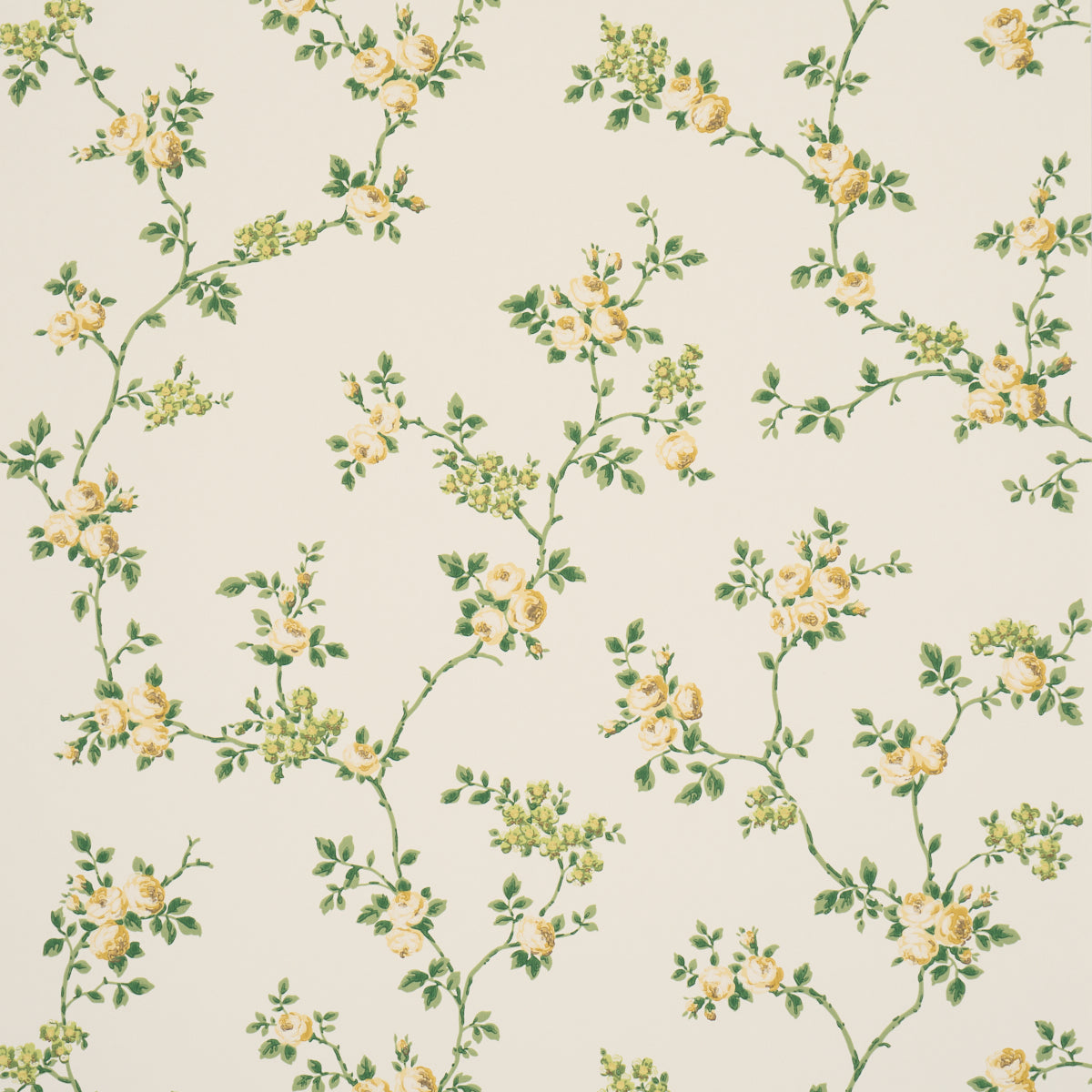Purchase 5018652 | A Rose Is A Rose Is A Rose, Citron - Schumacher Wallpaper