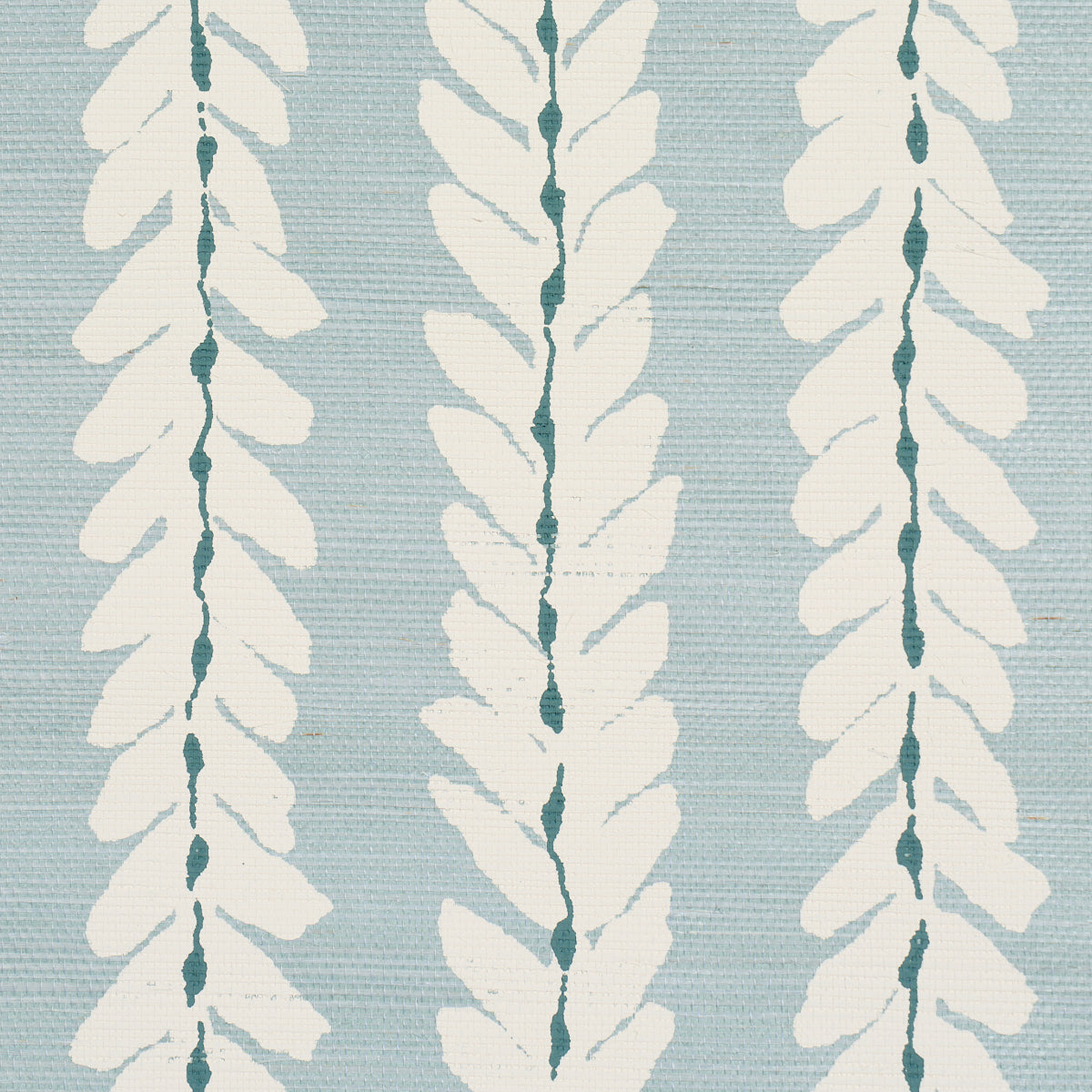 Purchase 5018710 | Woodperry Hand Printed Sisal, Water Blue - Schumacher Wallpaper