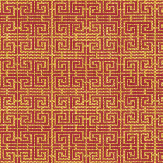Find 54952 Chinois Fret Cinnabar / Gold by Schumacher Fabric