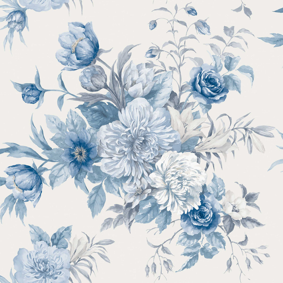 Purchase 6140 | Floral Charm, Blue And White - Borastapeter Wallpaper