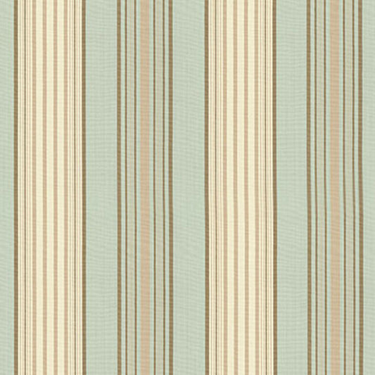 Buy 62962 Saratoga Cotton Stripe Aqua / Flax/ Mocha by Schumacher Fabric