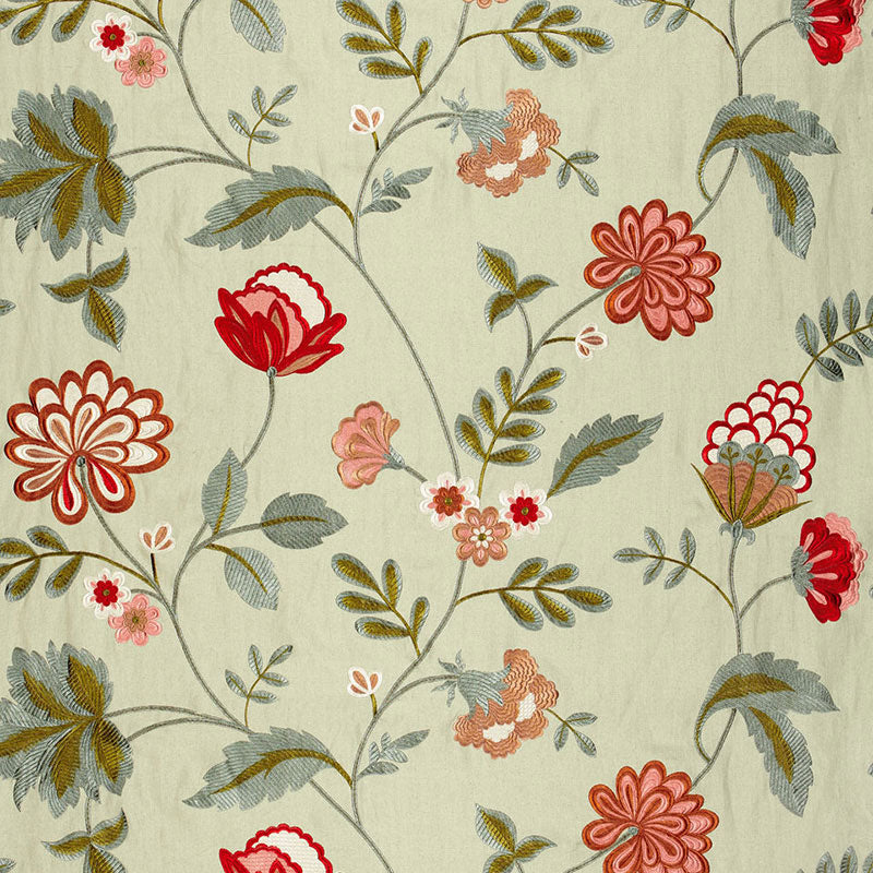 Looking 64843 Palampore Embroidery Celadon by Schumacher Fabric