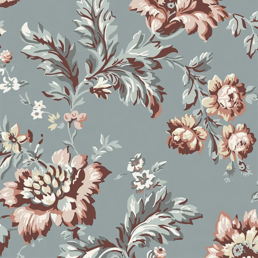 Sandberg Wallpaper Product# 649-26 pattern name & color Kajsa, Sky Blue from the collection Sandberg Edition. 