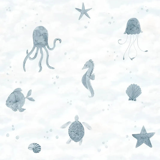 Sandberg Wallpaper Product# 652-36 pattern name & color Alice Ocean Blue from the collection Familj II. 