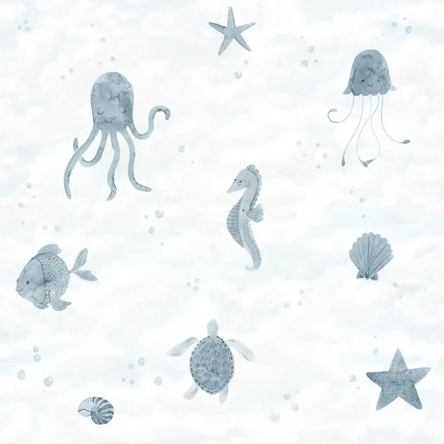 Sandberg Wallpaper Product# 652-36 pattern name & color Alice Ocean Blue from the collection Familj II. 
