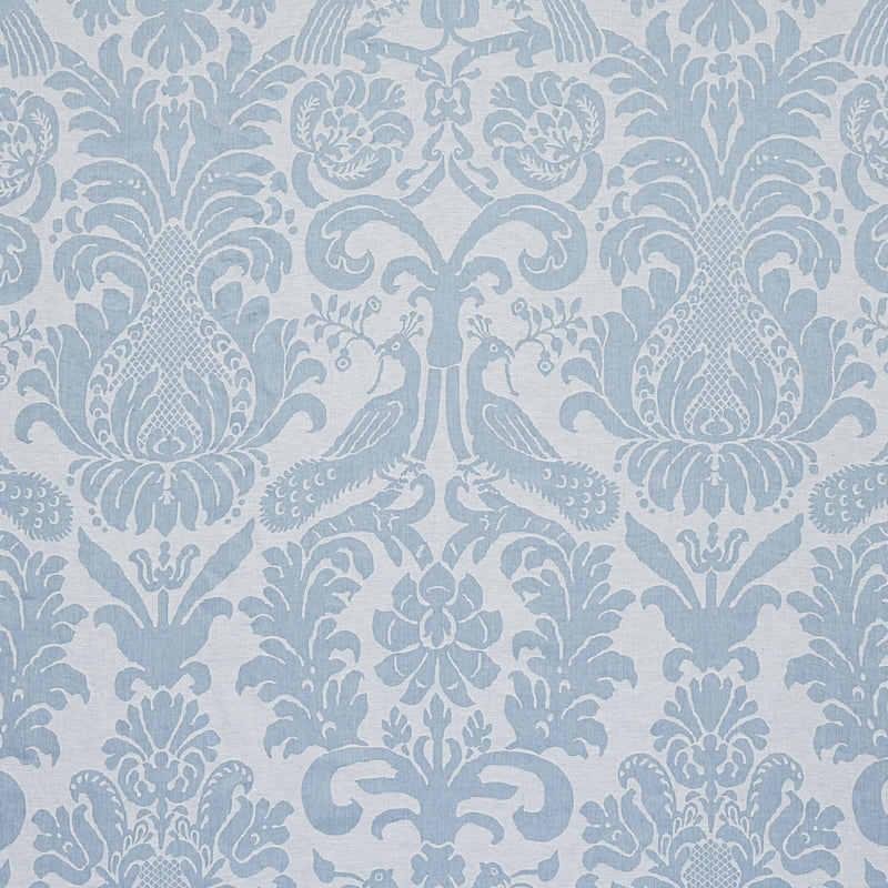 Save 68437 Anna Damask Soft Blue by Schumacher Fabric