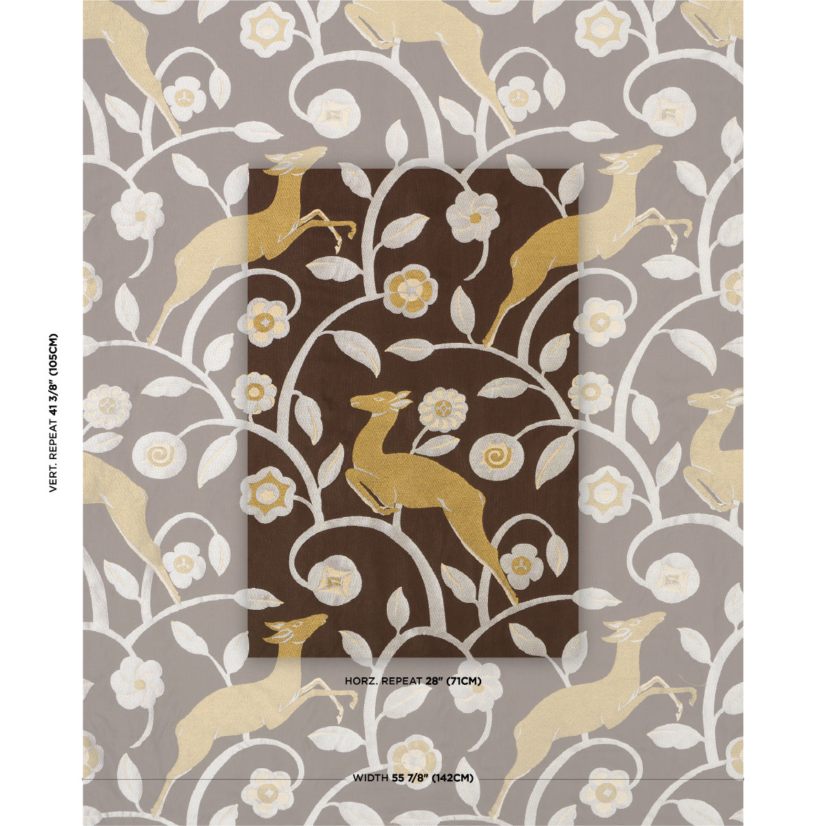 Purchase 68912 | Les Gazelles Au Bois, Chocolate - Schumacher Fabric
