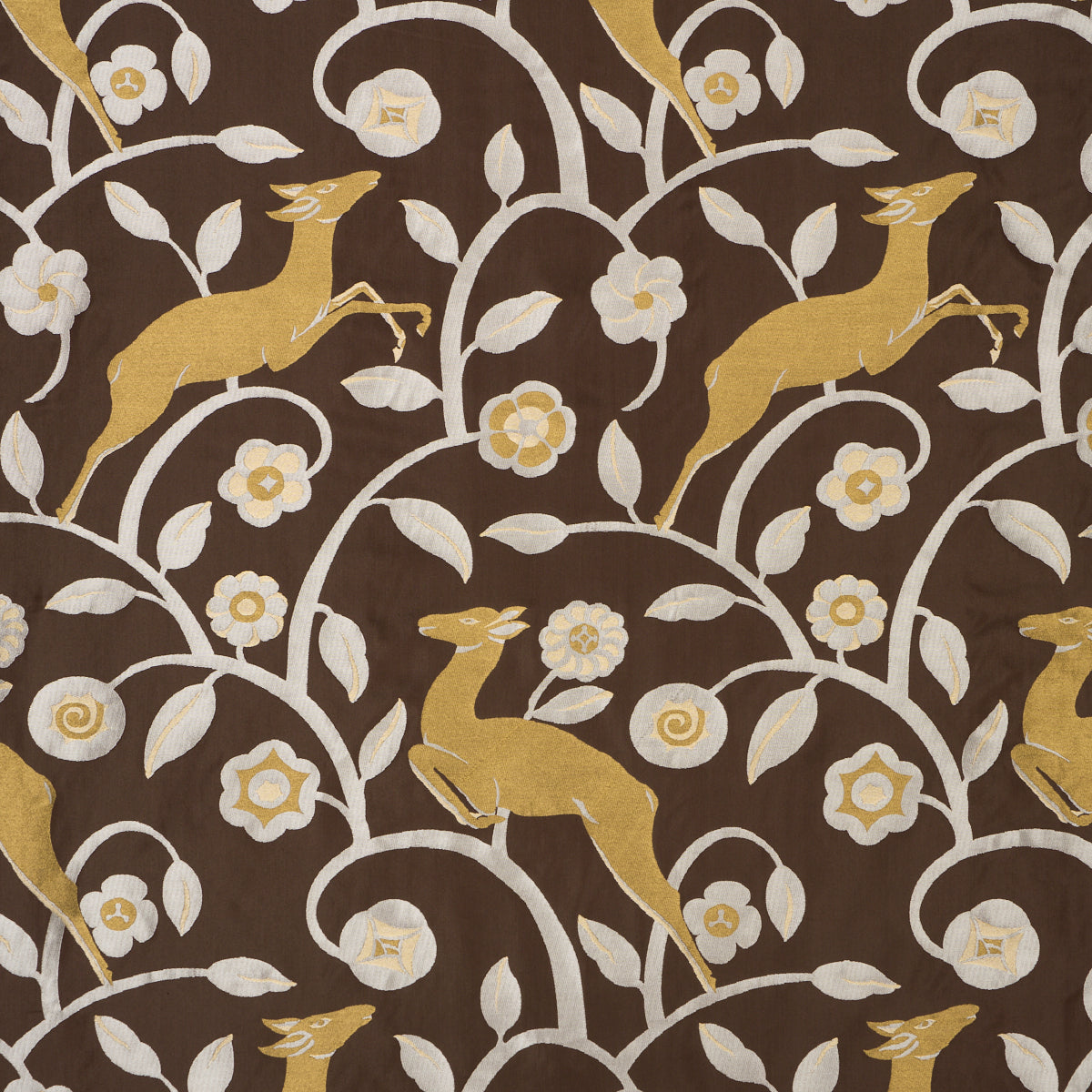Purchase 68912 | Les Gazelles Au Bois, Chocolate - Schumacher Fabric