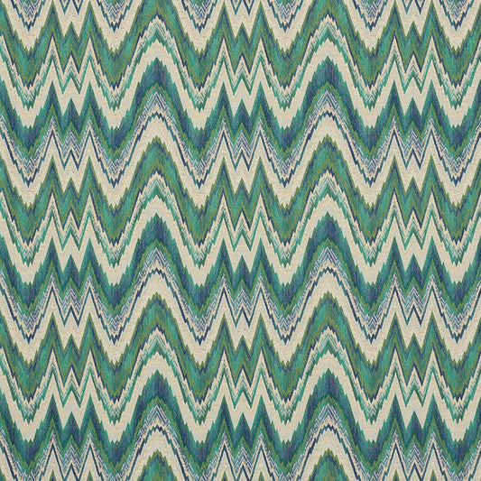 Select 68942 Valkyrie Flame Stitch Emerald Peacock by Schumacher Fabric