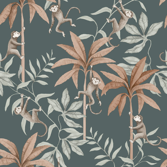 Purchase 6937 | Jungle Friends, Midnight - Borastapeter Wallpaper