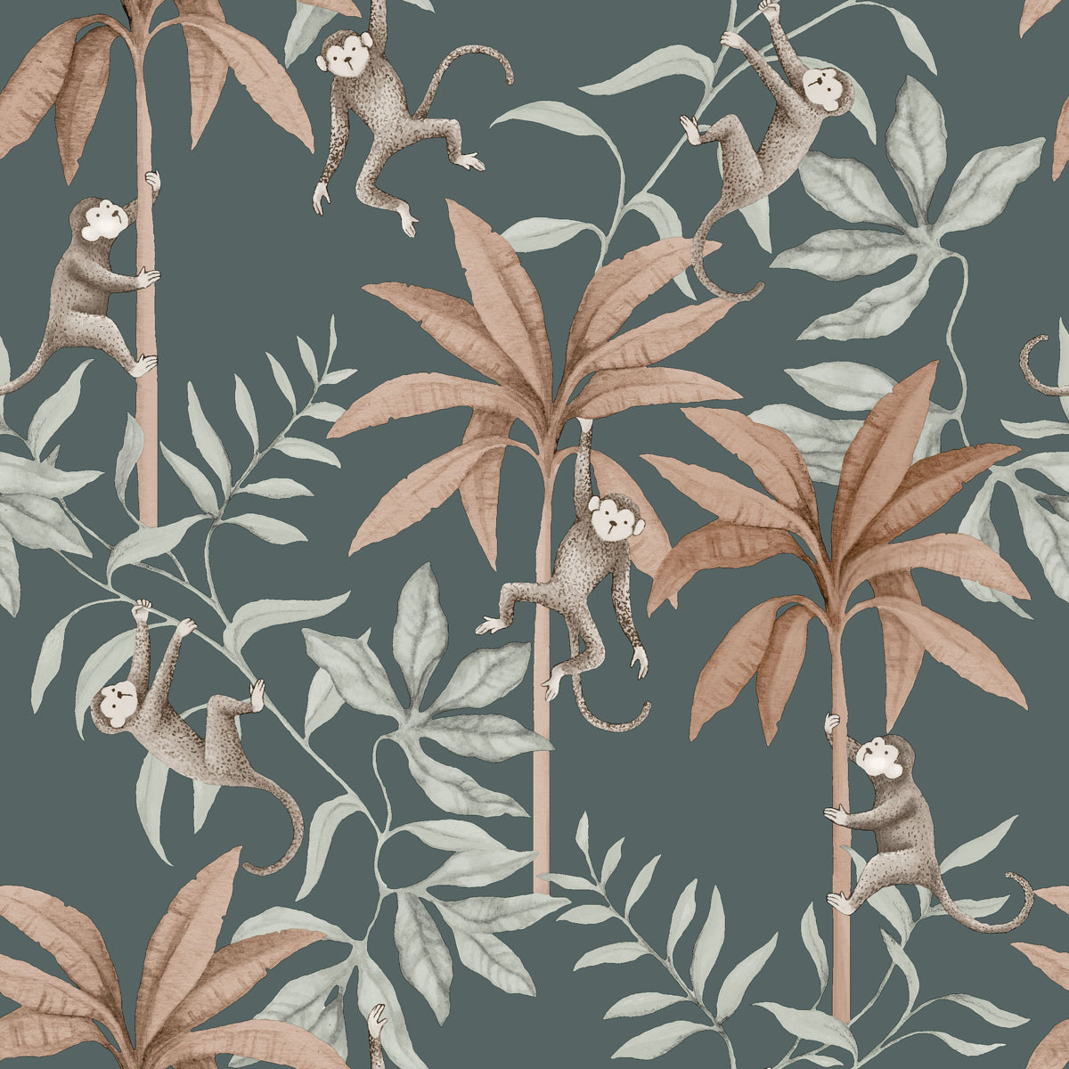 Purchase 6937 | Jungle Friends, Midnight - Borastapeter Wallpaper
