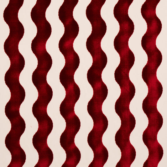 Purchase 69427 The Wave Velvet, Red by Schumacher Fabric