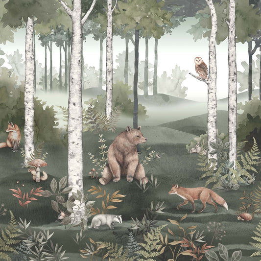 Purchase 6943 | Wild Forest Mural, Spruce - Borastapeter Wallpaper