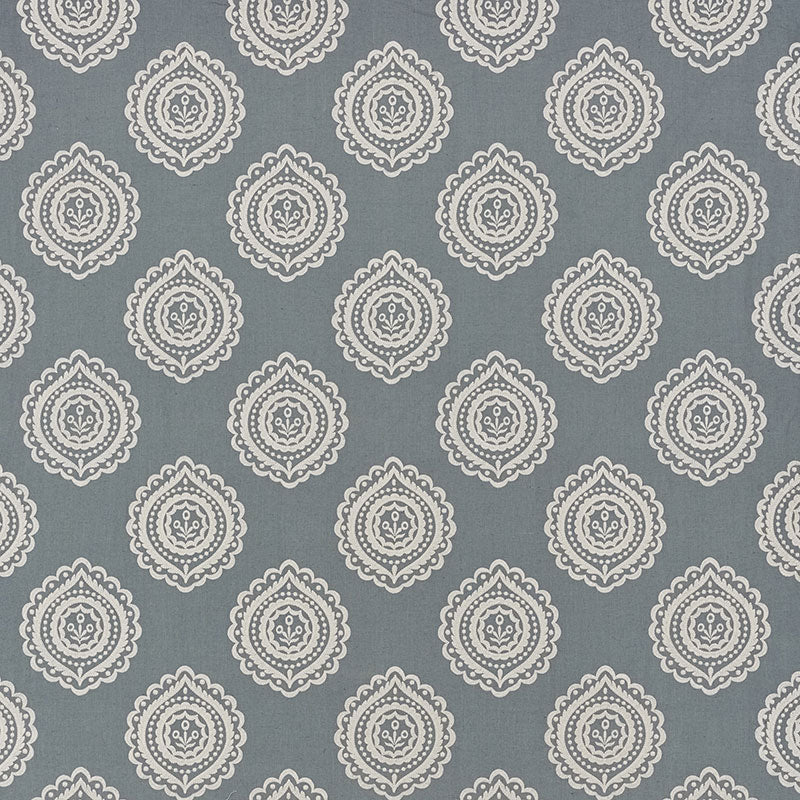Looking 70201 Olana Linen Embroidery Slate by Schumacher Fabric