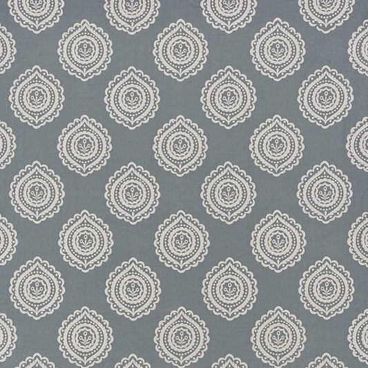Looking 70201 Olana Linen Embroidery Slate by Schumacher Fabric