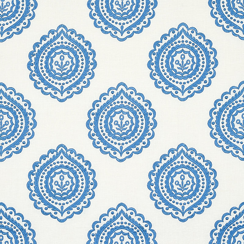 Shop 70206 Olana Linen Embroidery Blue by Schumacher Fabric
