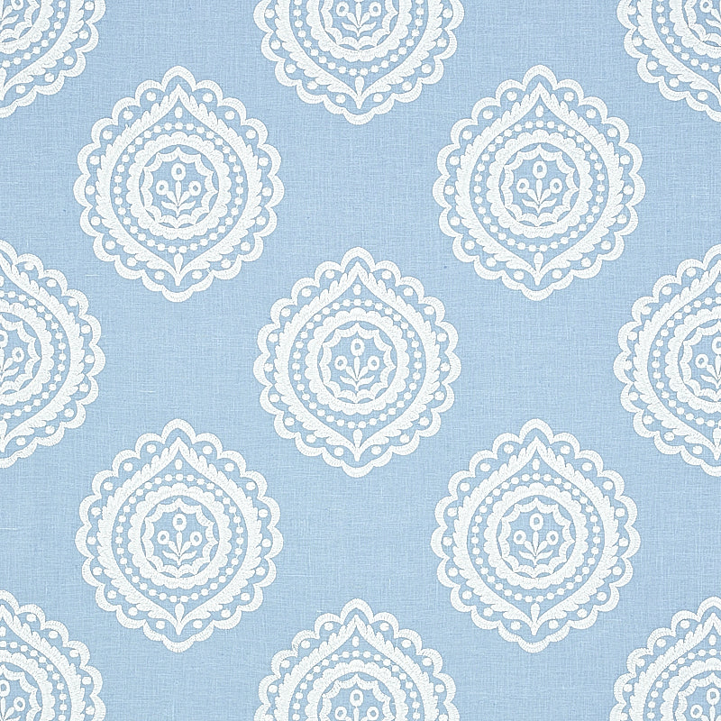 View 70207 Olana Linen Embroidery Sky by Schumacher Fabric