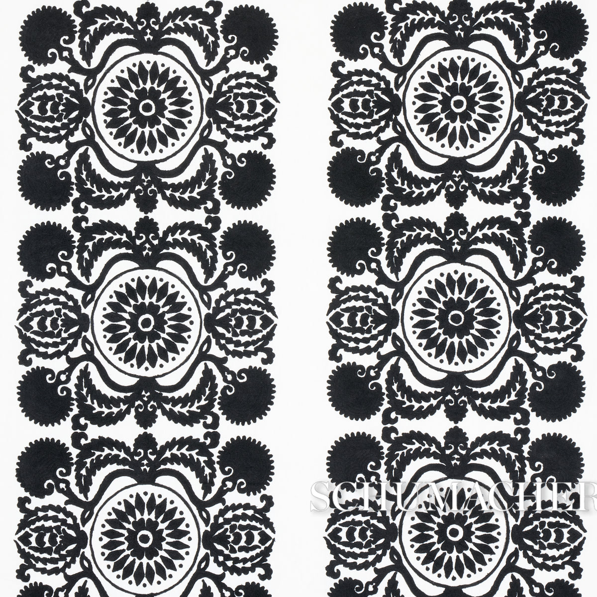 Looking 70263 Castanet Embroidery Black by Schumacher Fabric