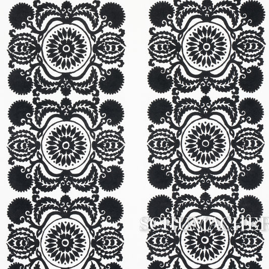 Looking 70263 Castanet Embroidery Black by Schumacher Fabric