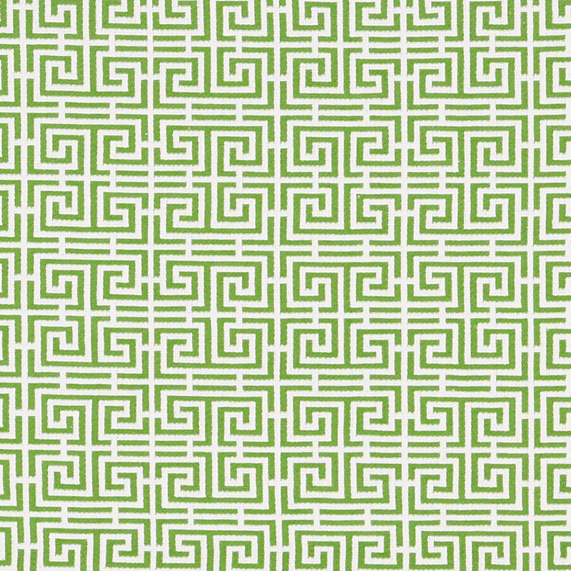 View 70562 Chinois Fret Green/White by Schumacher Fabric