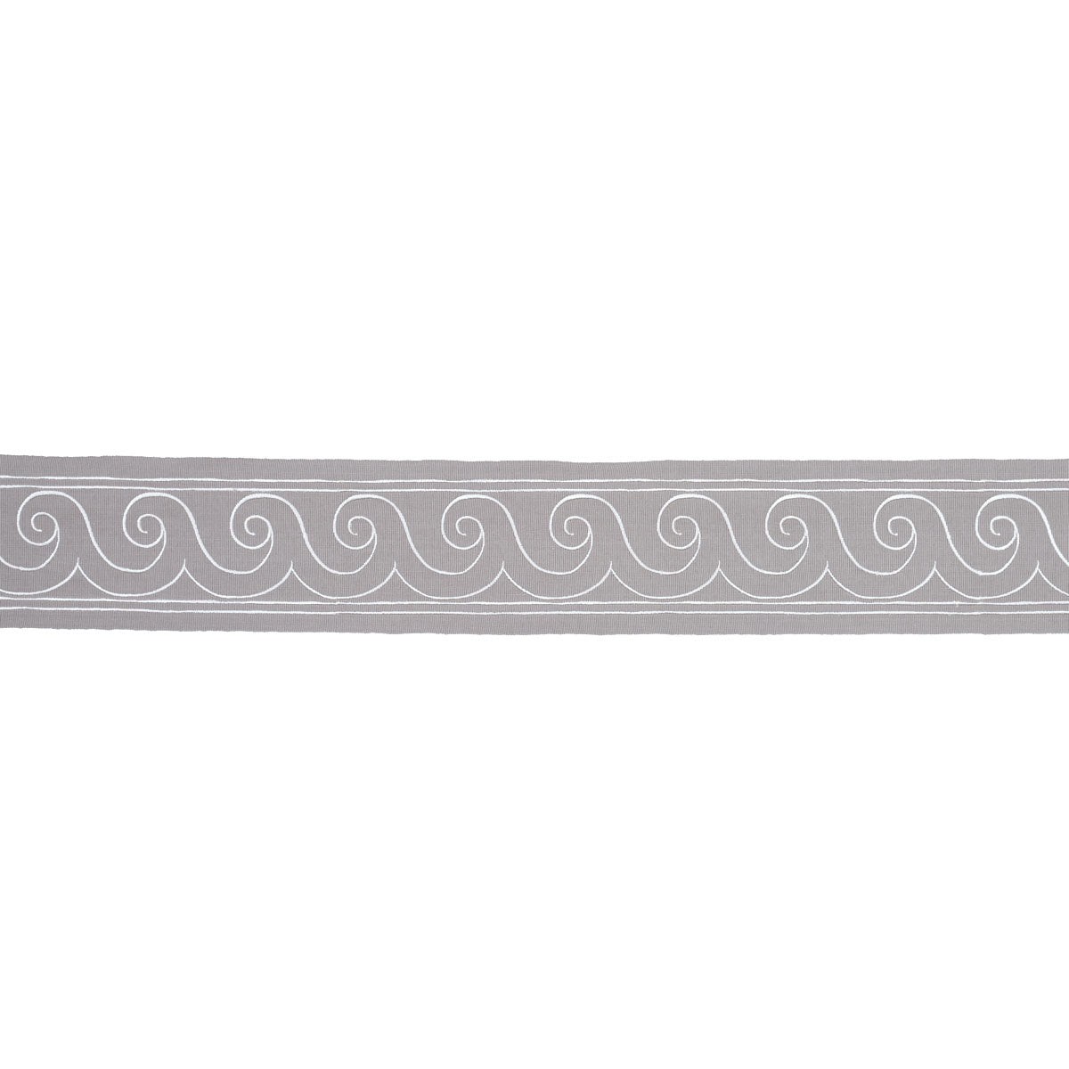 Purchase 70754 | Greek Waves Trim, White On Grey - Schumacher Trim