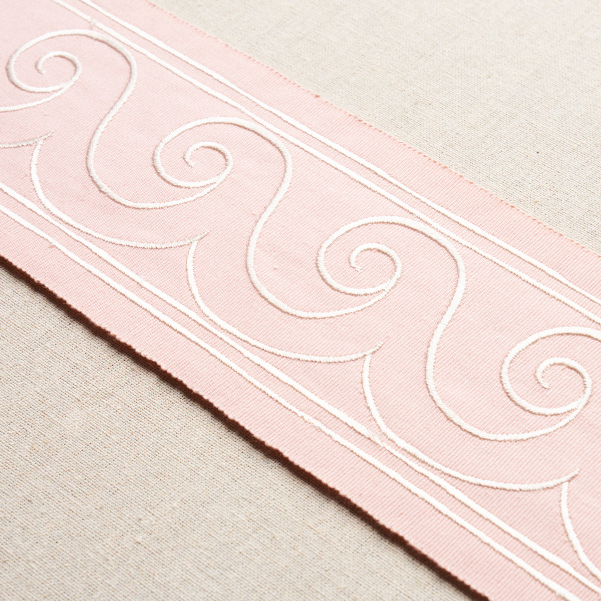 Purchase 70755 | Greek Waves Trim, White On Blush - Schumacher Trim