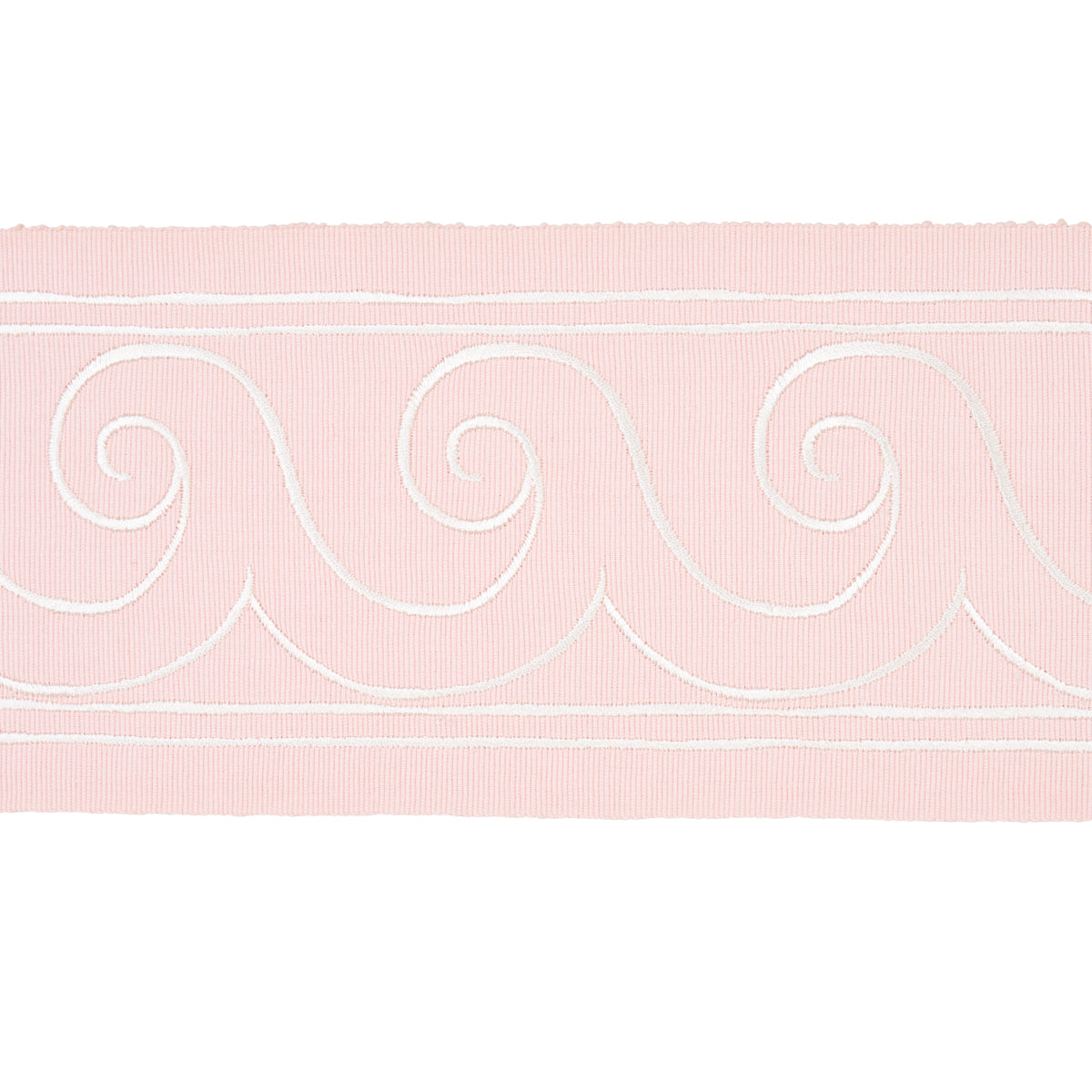 Purchase 70755 | Greek Waves Trim, White On Blush - Schumacher Trim