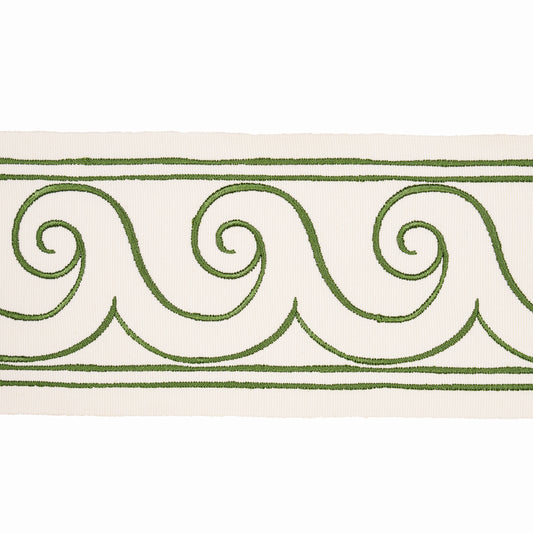 Purchase 70756 | Greek Waves Trim, Green On Ivory - Schumacher Trim