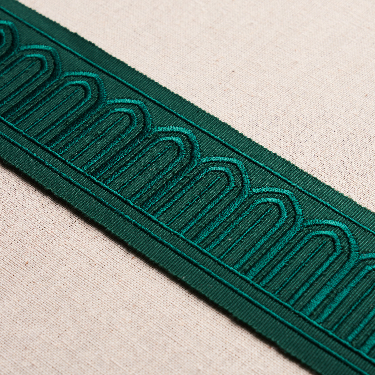 Purchase 70768 | Arches Embroidered Tape Medium, Emerald - Schumacher Trim