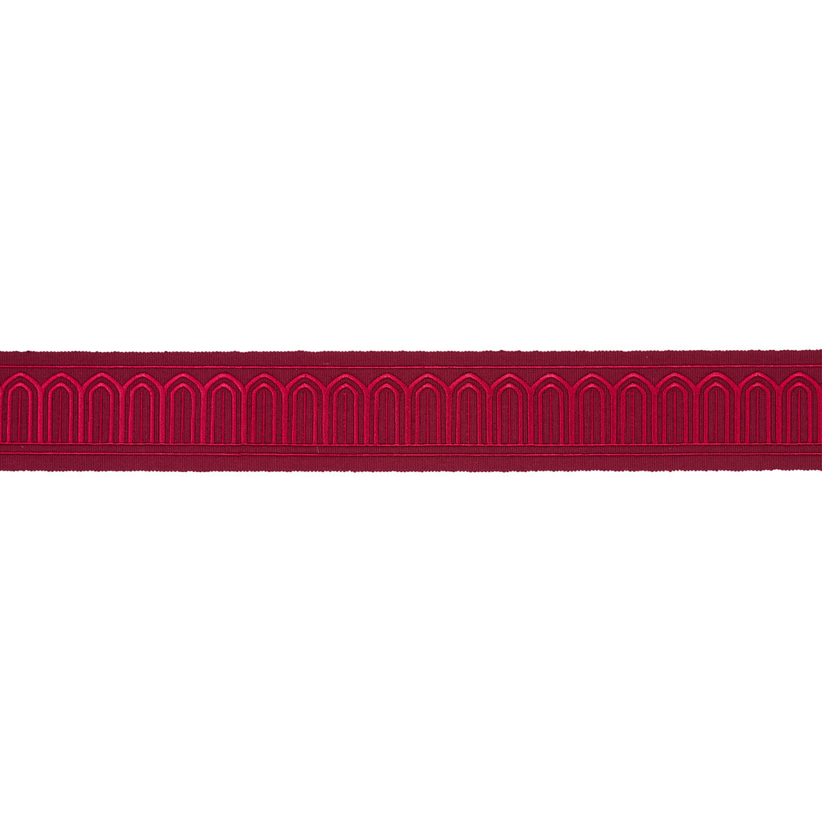 Purchase 70769 | Arches Embroidered Tape Medium, Red - Schumacher Trim