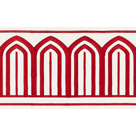 Purchase 70771 | Arches Embroidered Tape Wide, Red - Schumacher Trim