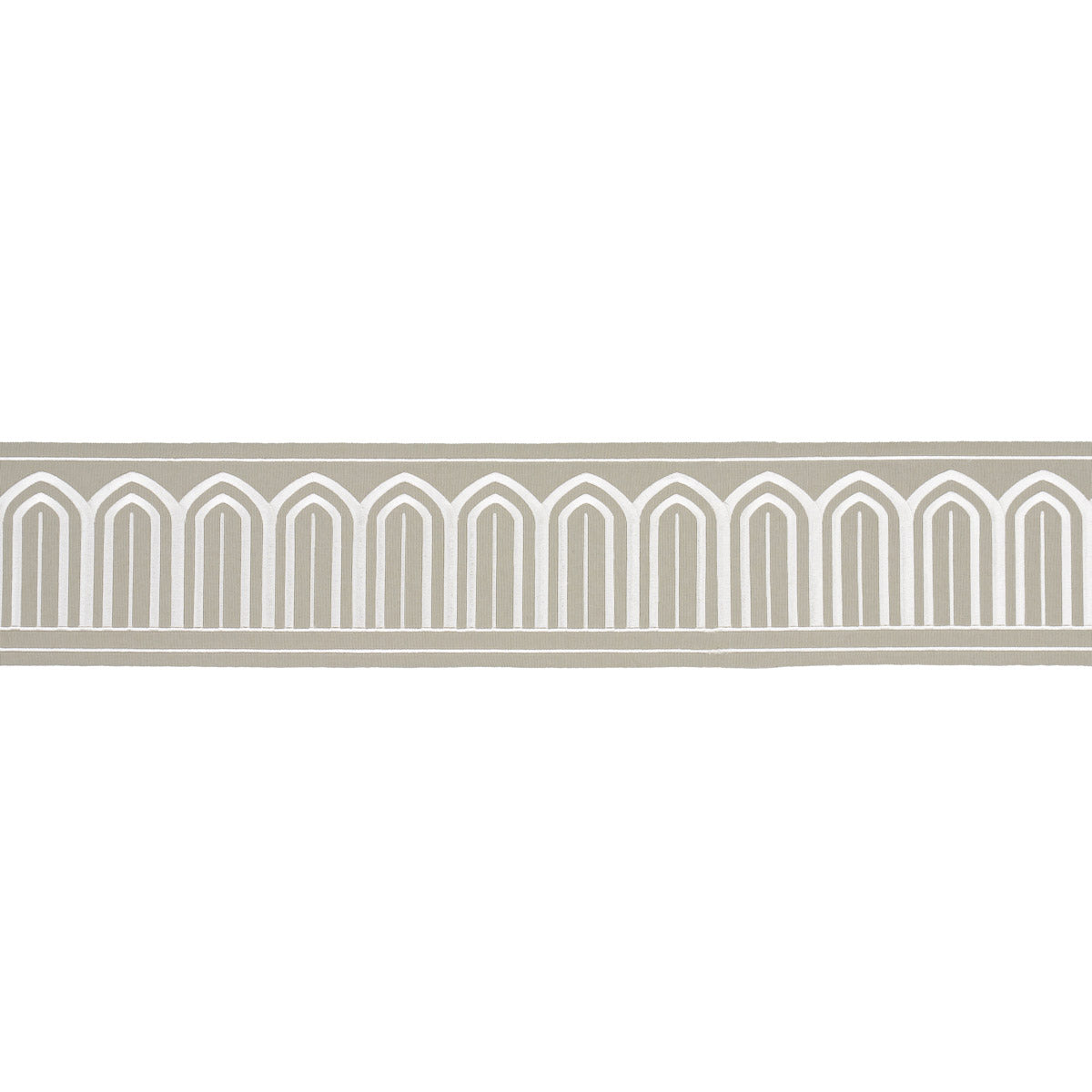 Purchase 70776 | Arches Embroidered Tape Wide, Taupe - Schumacher Trim