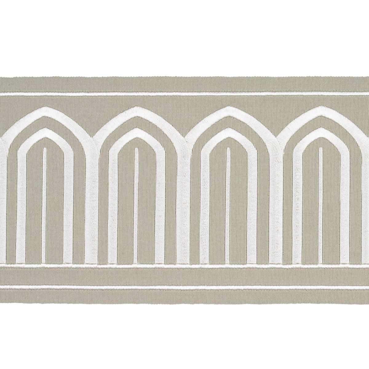 Purchase 70776 | Arches Embroidered Tape Wide, Taupe - Schumacher Trim