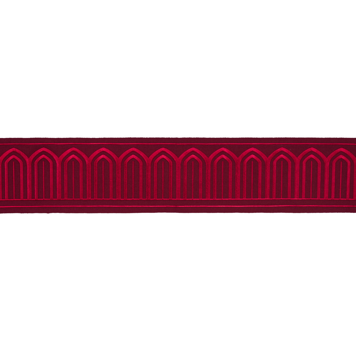 Purchase 70778 | Arches Embroidered Tape Wide, Red - Schumacher Trim