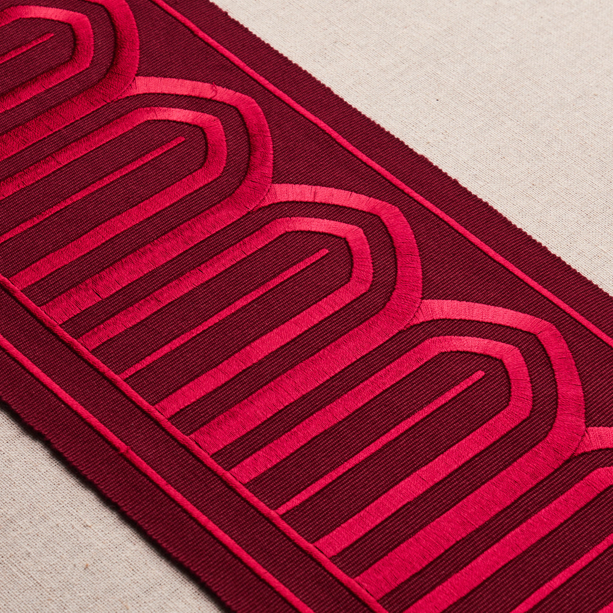 Purchase 70778 | Arches Embroidered Tape Wide, Red - Schumacher Trim