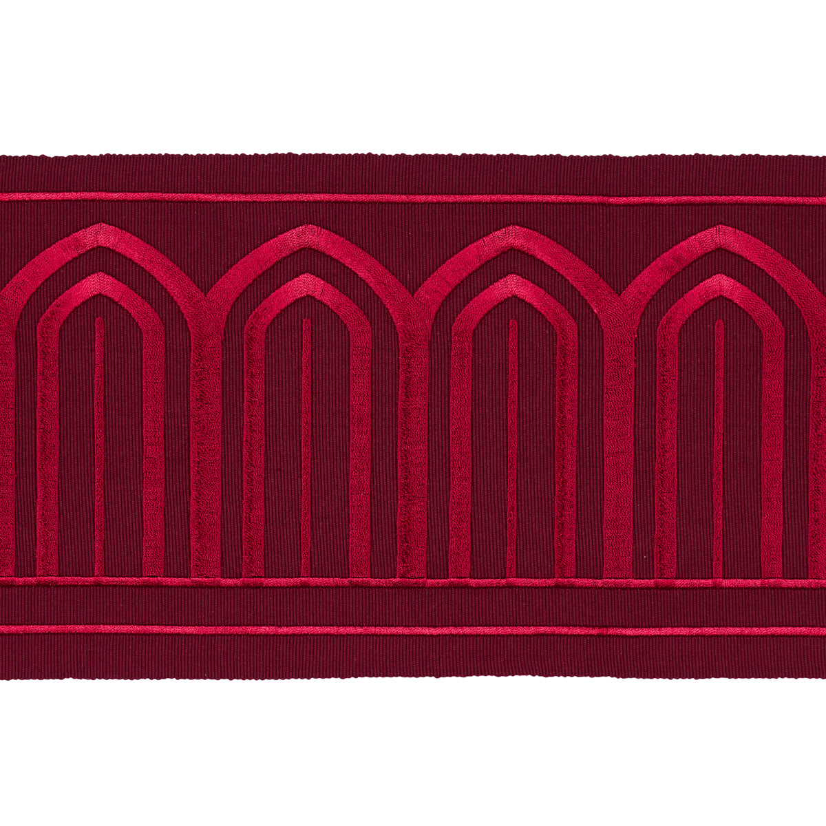 Purchase 70778 | Arches Embroidered Tape Wide, Red - Schumacher Trim