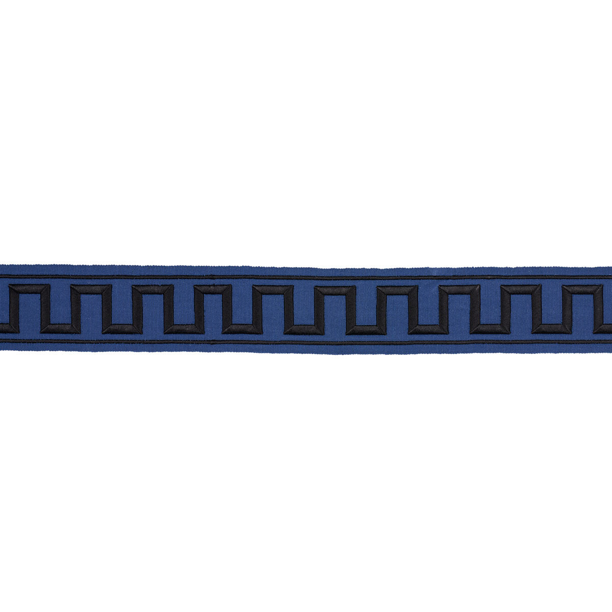 Purchase 70803 | Greek Key Embroidered Tape, Black On Navy - Schumacher Trim