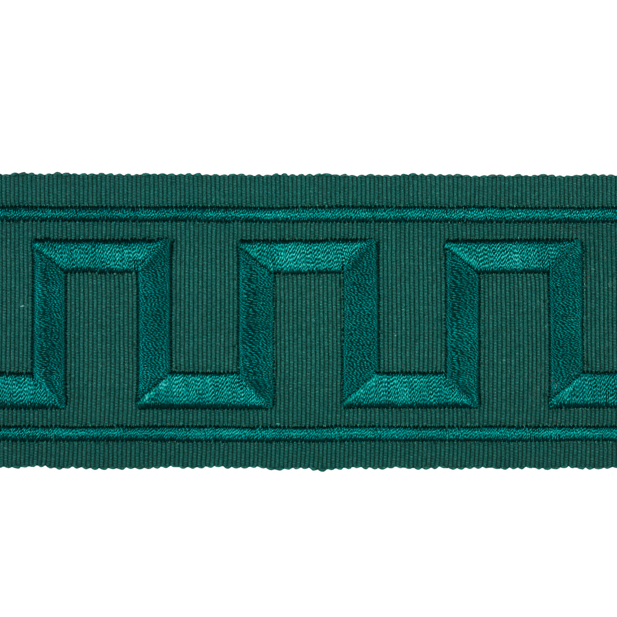 Purchase 70804 | Greek Key Embroidered Tape, Emerald - Schumacher Trim